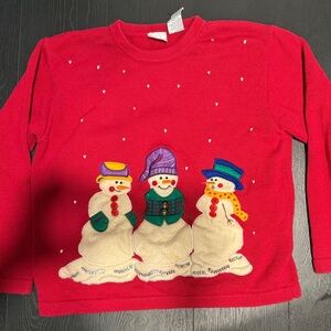 Bobbie Brooks Festive Red Sweater with Snowmen